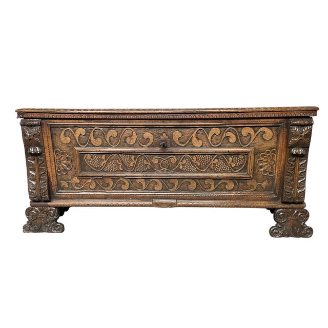 North-Italian Cassone in Walnut Wood, 1650 For Sale - Image 10 of 10