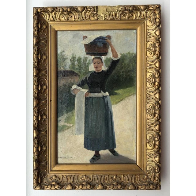 Marguerita Pillini, Lavandière bretonne, Oil on Wood, Framed For Sale - Image 11 of 11