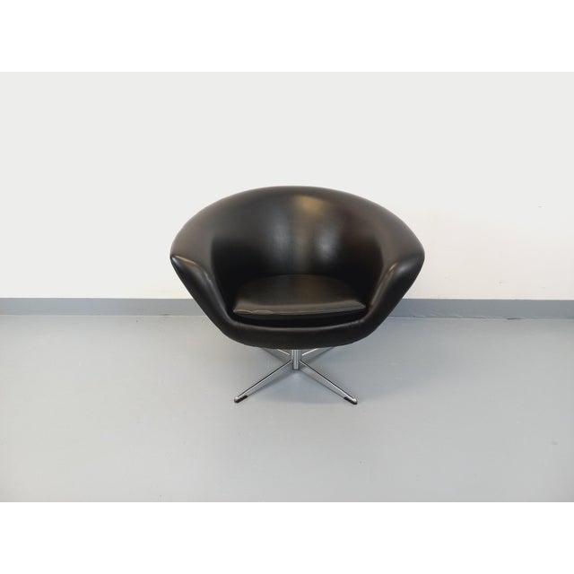Vintage Scandinavian Swivel Chair in Imitation Leather and Chrome, 1970s For Sale - Image 16 of 16