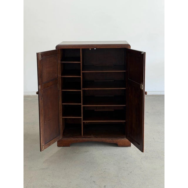 Brown Vintage Carved Oak Armoire For Sale - Image 8 of 12