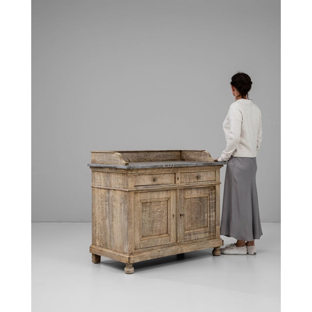 Wood 19th Century French Oak Buffet With Marble Top For Sale - Image 7 of 18