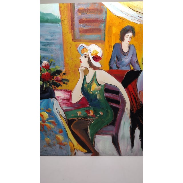 1990s Vibrant Cafe Scene Oil Painting by Jean-Claude Dutard For Sale - Image 14 of 15