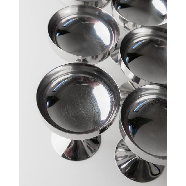 Vintage Stainless Steel Champagne Bowls in Bamboo, Italy, 1970s, Set of 6 For Sale - Image 9 of 11