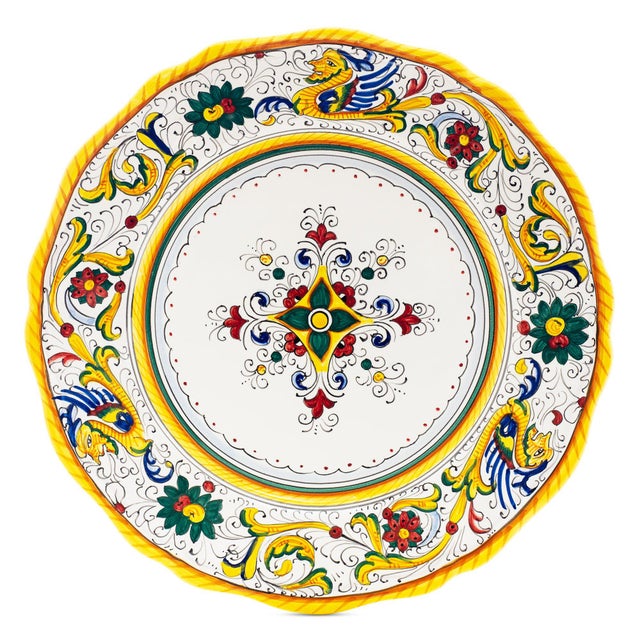 DESCRIPTION: The Raffaellesco pattern on this dinner plate in a Set of 4 is, without a doubt, the best in Deruta, and...