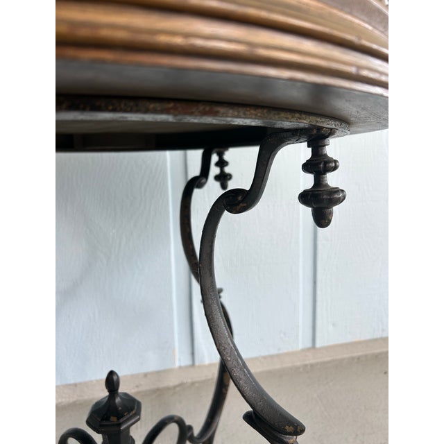 Red Antique Chinoiserie Red Lacquer Tray-Top Table I Ornate Cast Iron Base Coffee/Tea Table I Vintage English/French Accent Round Table I Circa 1880-1910 For Sale - Image 8 of 12