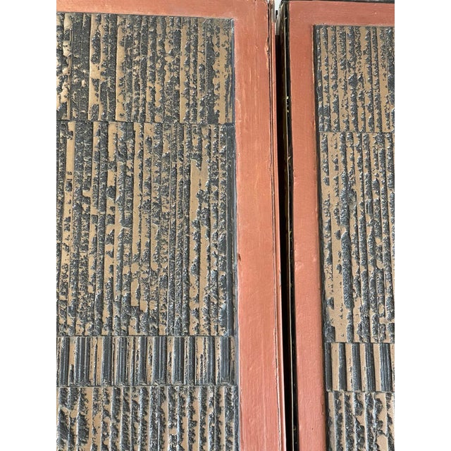 1970s Forms and Surfaces Custom Brutalist Bronze Doors Set of 2