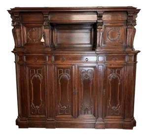 Renaissance Style Notary Cabinet in Walnut