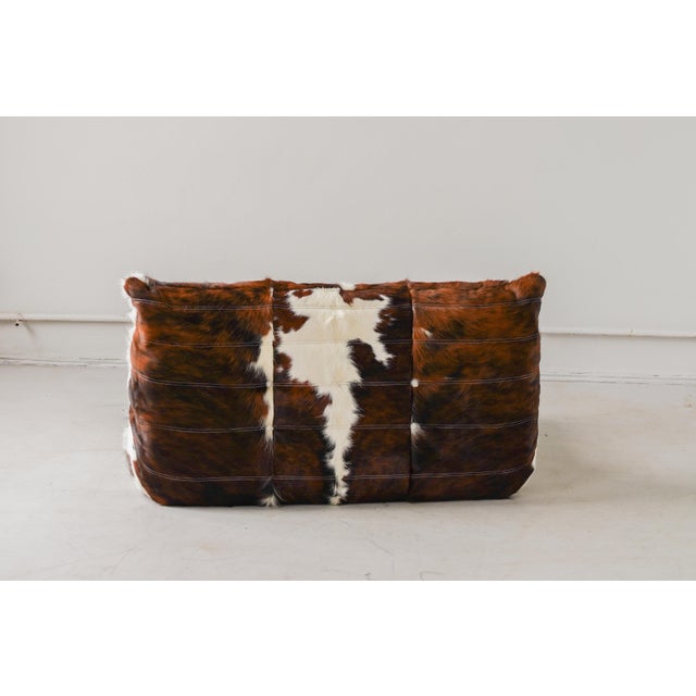 Animal Skin Togo 2-Seater Sofa in Cow Leather by Michel Ducaroy for Ligne Roset, 1970 For Sale - Image 7 of 8