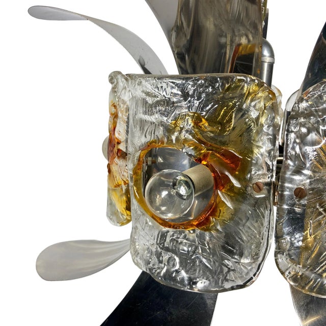 Murano Glass & Chrome Chandelier Pendant from Mazzega, Italy, 1970s For Sale - Image 3 of 7
