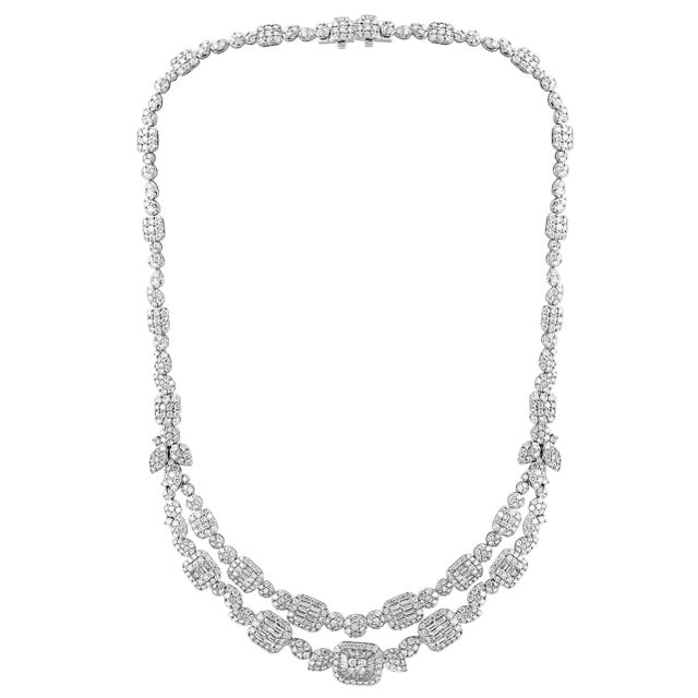 18 Carats VS E Quality Diamond 18 Karat White Gold Necklace Bridal Brand New For Sale - Image 17 of 18