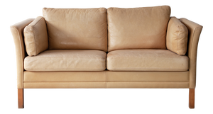 Danish Two-Seater Tan Leather Sofa, 1960s