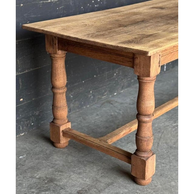 Farmhouse Dining Table in Bleached Oak, 1920 For Sale - Image 4 of 11