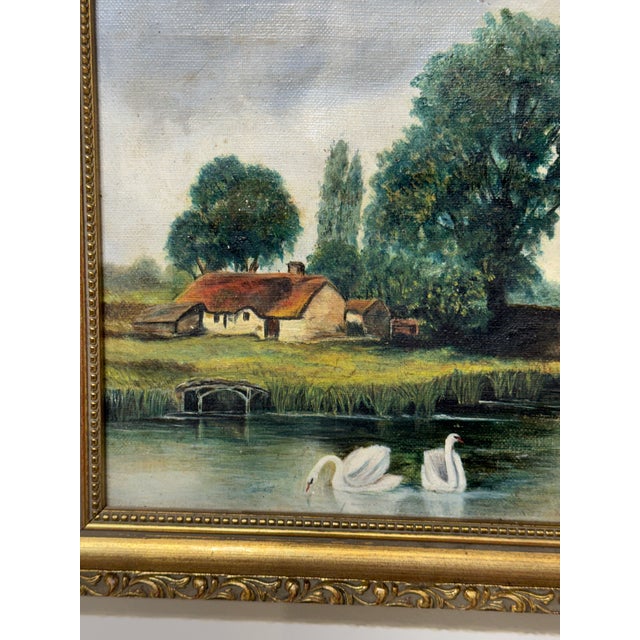English Oil on Canvas Bridge Over Water For Sale - Image 3 of 7