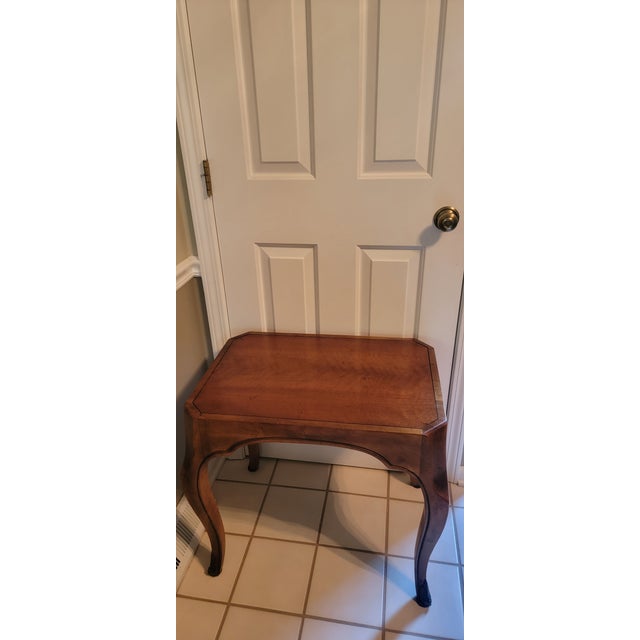 Extraordinary Rococo style cherry side table with removable tray. This table has gracefully curved cabriole legs and...