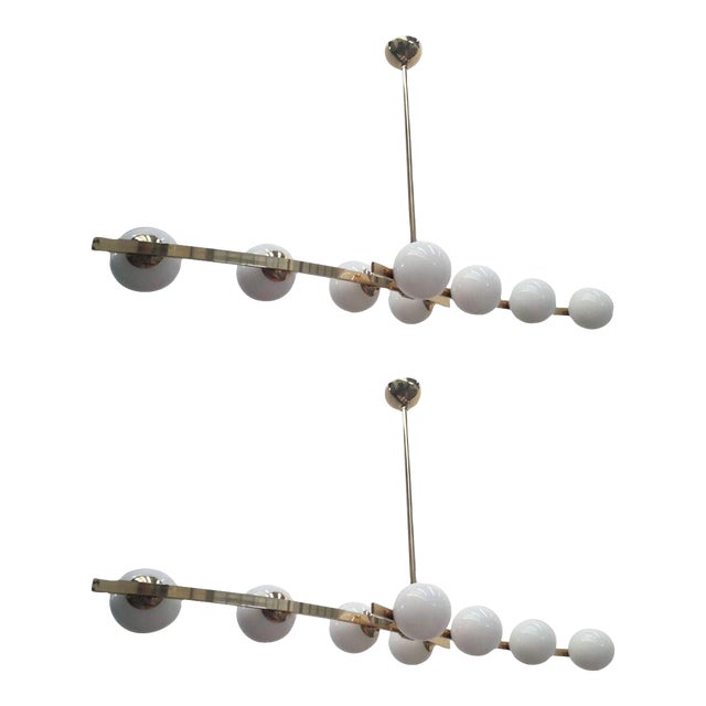 Pair of Cresta Chandeliers in the Style of Arredoluce, Italy, 1970's For Sale