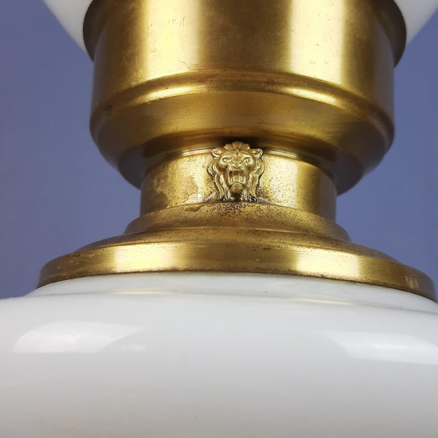 Large Brass Glass Table Lamp with Floral Motifs, 1960s For Sale - Image 14 of 18