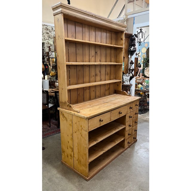 Early 20th Century Antique English Pine Stepback Hutch For Sale - Image 5 of 12