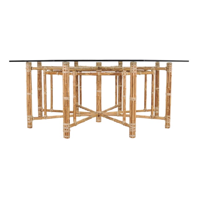 McGuire Organic Modern Octagonal Blonde Bamboo Dining Table For Sale