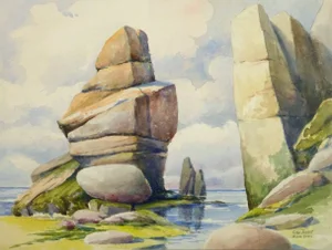 S. Lefevre Goux, Vintage French Watercolor Seascape - Cape Fréhel, Brittany, France