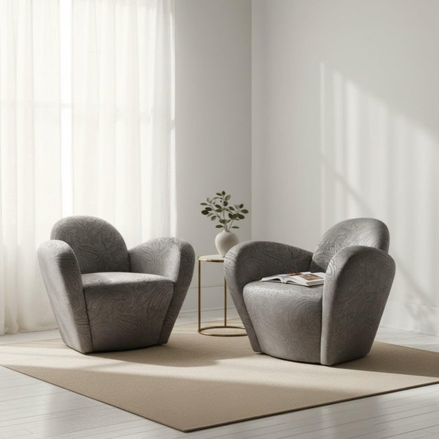 Textile Post Modern Swivel Chairs by Michael Wolk - a Pair For Sale - Image 7 of 7
