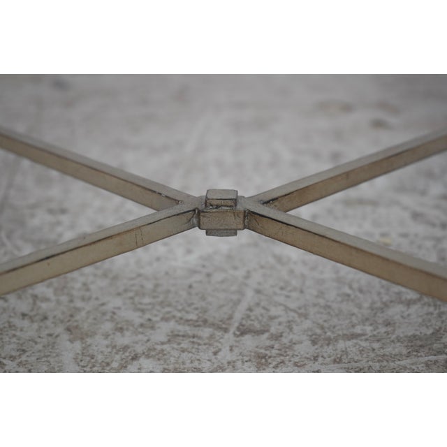 1990s Modern Hollywood Regency Square Silver Leaf Coffee Table For Sale - Image 5 of 13