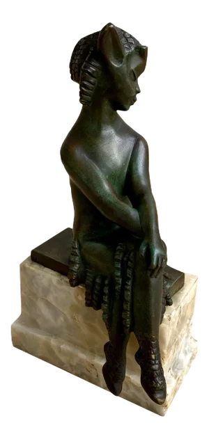 Circa 1920 French Art Deco Seated Bronze Satyr Attributed to Charlotte Monginot