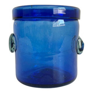 Italian Cobalt Glass Wine Cooler Ice Bucket, Mid 20th C For Sale