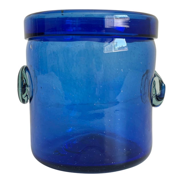 Italian Cobalt Glass Wine Cooler Ice Bucket, Mid 20th C For Sale