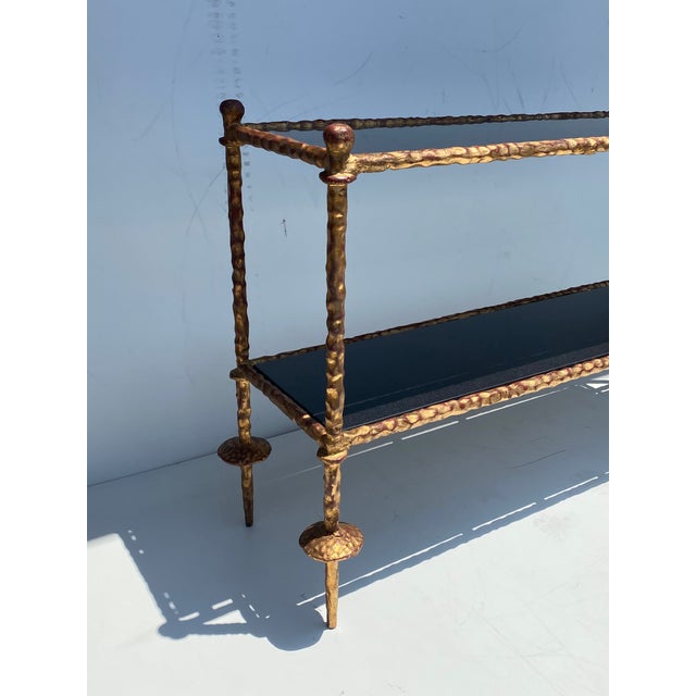 Hollywood Regency Global Views Giacommeti Style Wrought Iron Console Table For Sale - Image 3 of 13