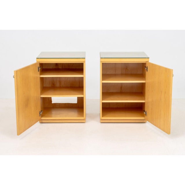 Art Deco Style Blonde Wood Cabinets, Pair For Sale - Image 4 of 9