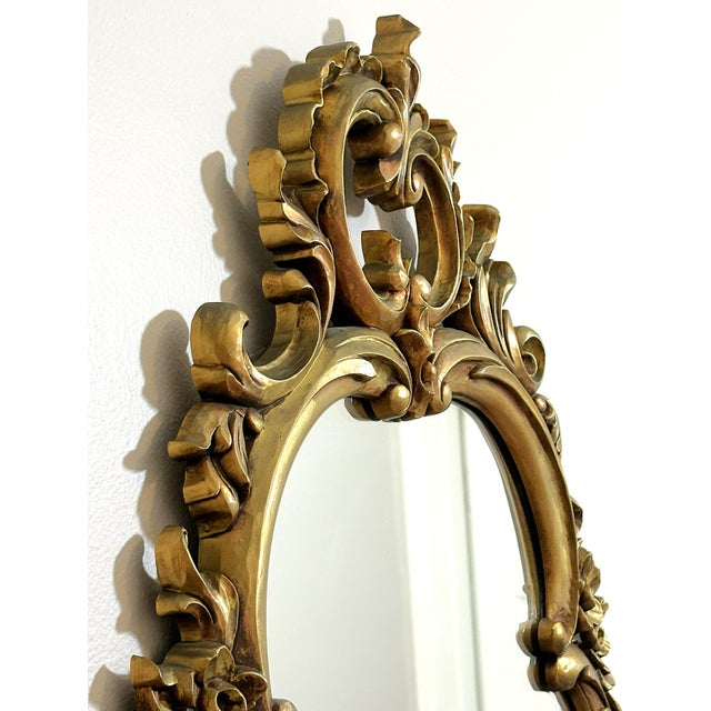 Vintage Hollywood Regency Ornate Oval Mirror by Syroco For Sale - Image 9 of 13