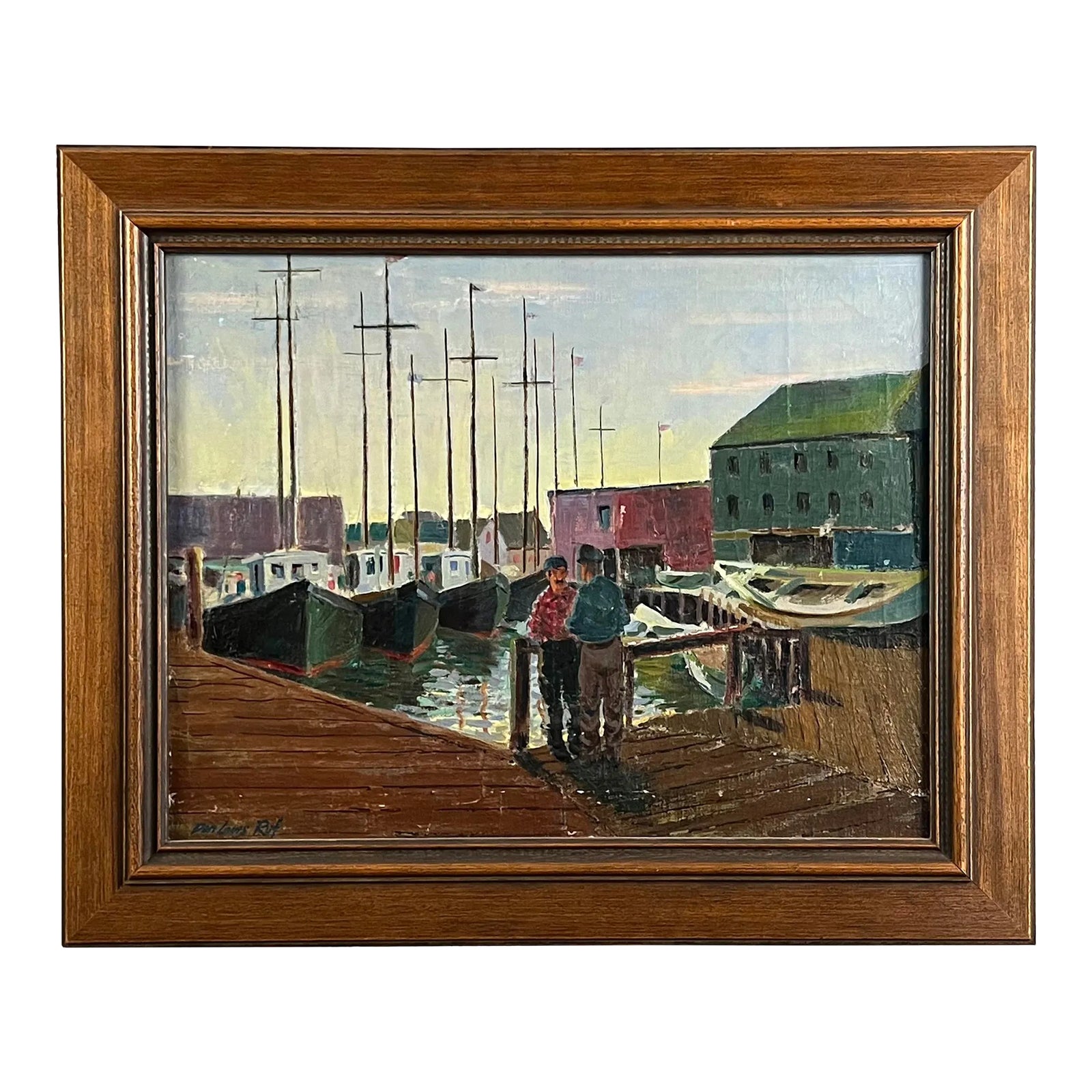 1940s Don Louis Ruf, Harbor Scene, Oil on Canvas, Framed | Chairish