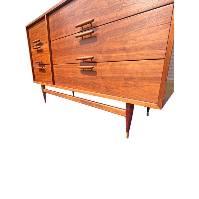 Vintage Mid Century Modern Credenza Cabinet or Dresser in Danish Style For Sale - Image 4 of 9