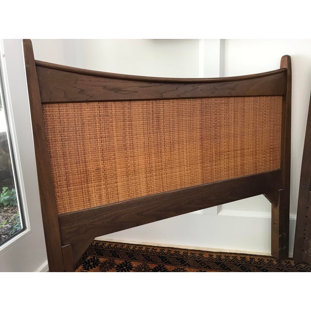 Mid Century Walnut and Cane Twin Headboards, a Pair Chairish
