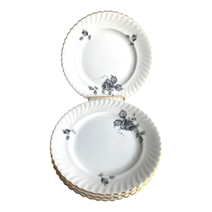Vintage Kaiser Fine German Porcelain Swirl Gilded Edge Salad/Dessert Plates- Set of 4
