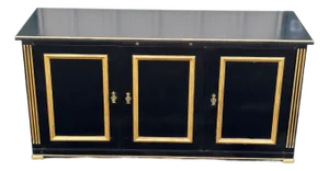 Jacques Bodart Black Lacquer and Gilt Sideboard Buffet- Circa. 1950s