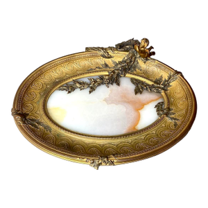19th C French Bronze Alabaster Classical Tray – 1 Pc