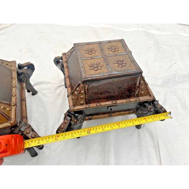 Mid Century Low Tables Elephant Legs Trunk Style Storage Hand Crafted Set of 2 For Sale - Image 9 of 11