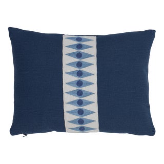 Schumacher x Mary McDonald Backgammon Tape Pillow in Marine For Sale