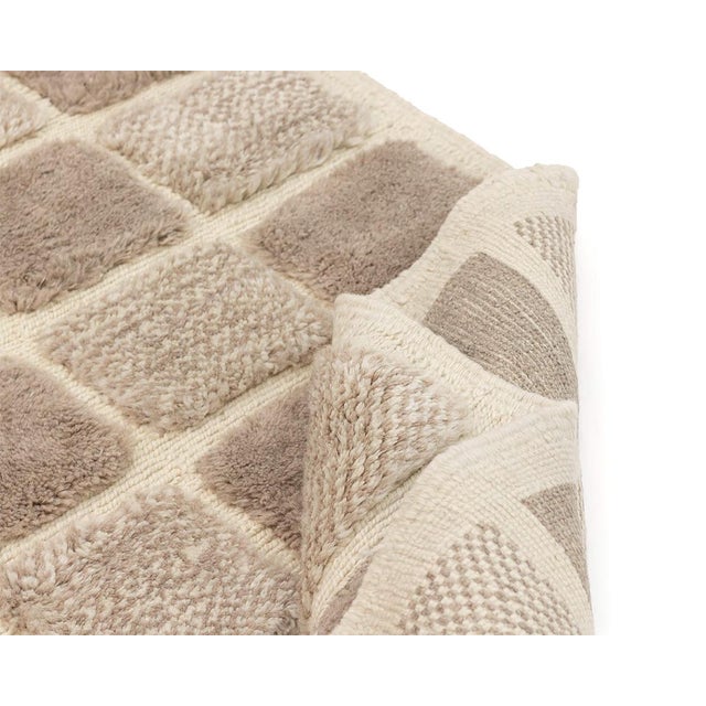Checkerboard Hand-Knotted Moroccan Wool Rug | 10'2" X 6'6" | One of a Kind For Sale - Image 4 of 7