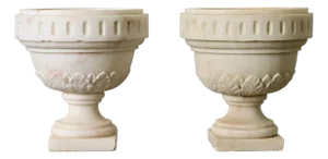 Portuguese 19th Century Pair of Carved Alabaster Urns