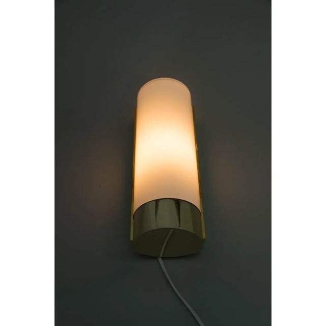 Brass and Opaline Glass Wall Lamp from Glashutte Limburg, 1970s For Sale - Image 6 of 12