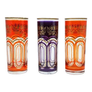 Late 20th Century Glass Candleholder Vases With Moorish Alhambra Design- Set of 3