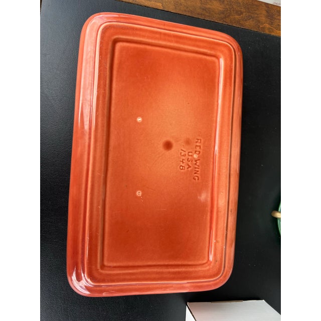 Mid-Century Modern Vintage Orange Rectangle Red Wing Pottery Bonsai Planter For Sale - Image 3 of 7