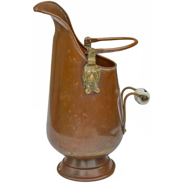 Early 20th Century Moroccan Copper Accent W/ Brass Lion & Porcelain Handles For Sale - Image 4 of 4