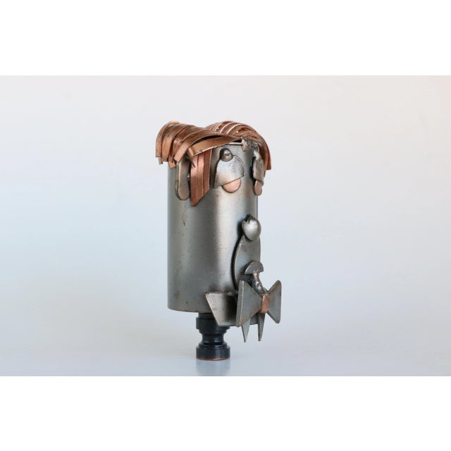 Figural Tin Man Lamp Finial on Copper & Bronze Hardware For Sale - Image 4 of 8