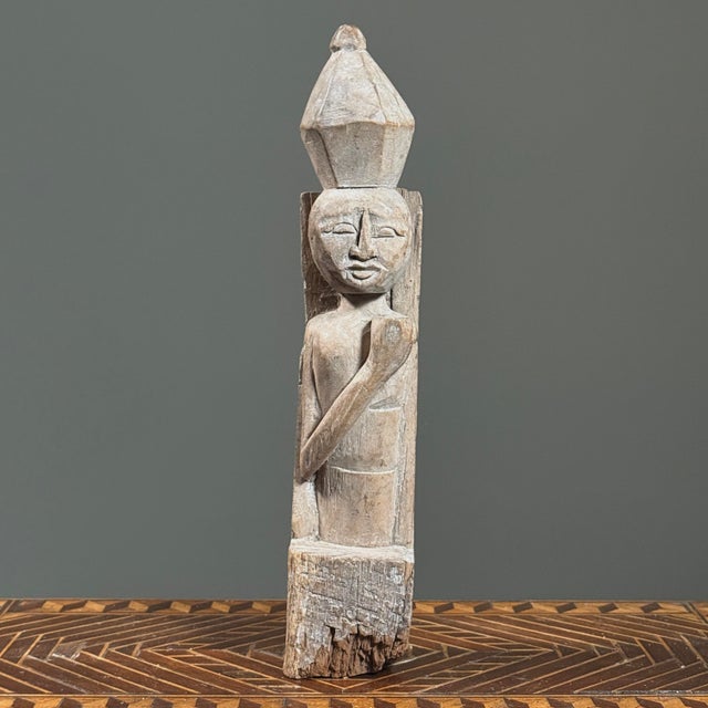 Wood Pair of Antique Hand Carved Folk Art Figurative Remnants For Sale - Image 7 of 12