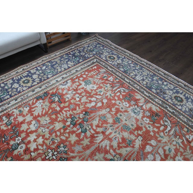 1970s Vintage Persian Handmade Wool Cotton Light Red Area Rug For Sale In San Francisco - Image 6 of 11
