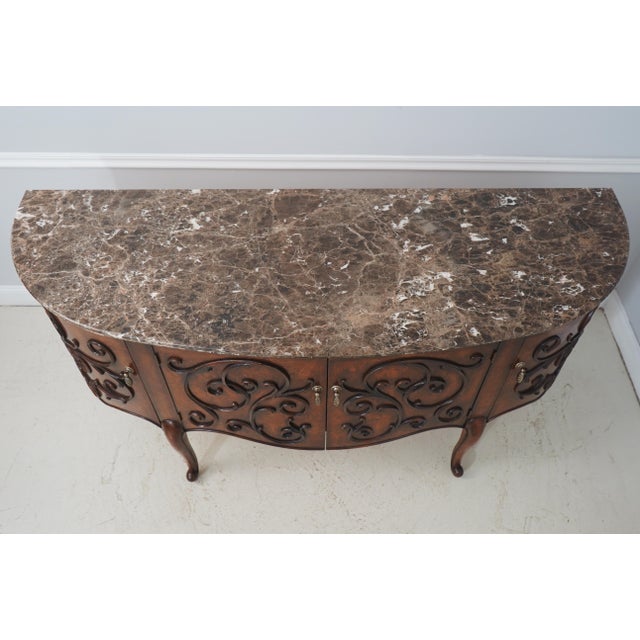 Henredon Chestnut Finish Demilune Marble Top Sideboard For Sale In Philadelphia - Image 6 of 18