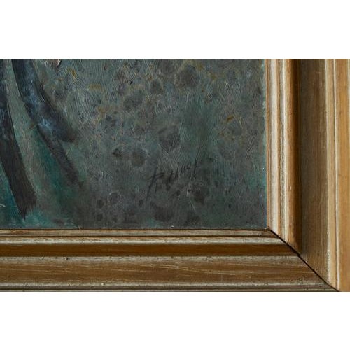 Belgian Interbellum Artist, Portrait of a Woman in Flowered Bonnet, 1920s-1940s, Oil Painting, Framed For Sale - Image 10 of 11